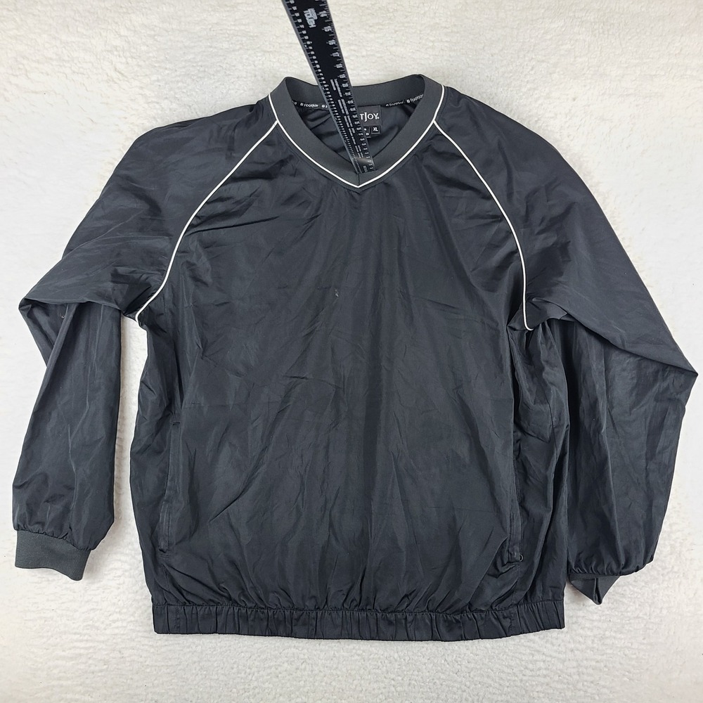 Foot Joy Windbreaker Men XL Black V Neck Zipper Activewear Performance Tech Golf
